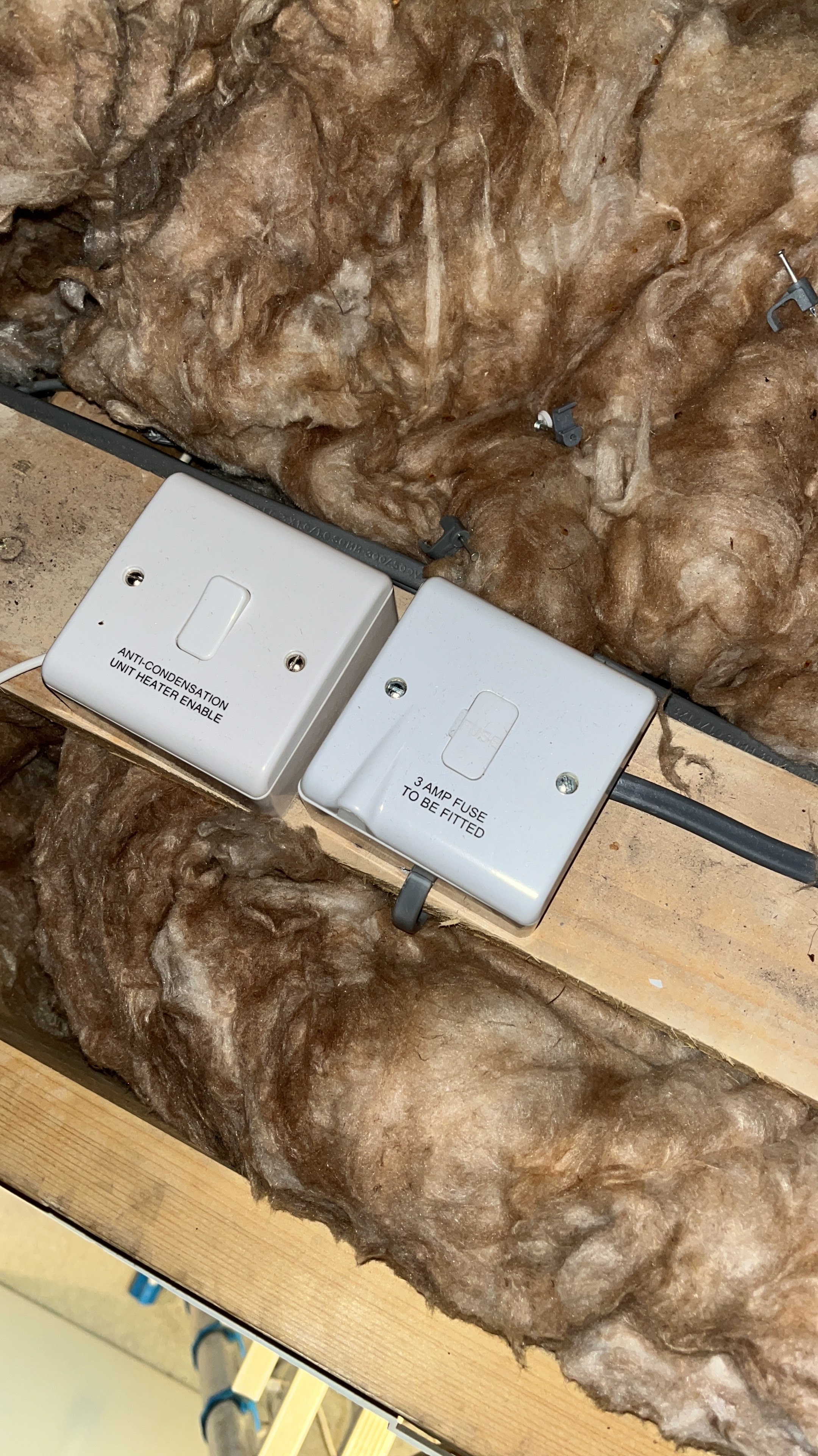Labelled switched fused connection units installed by CAN Electrical Contractors Limited, the circuit detail an EICR inspects and tests