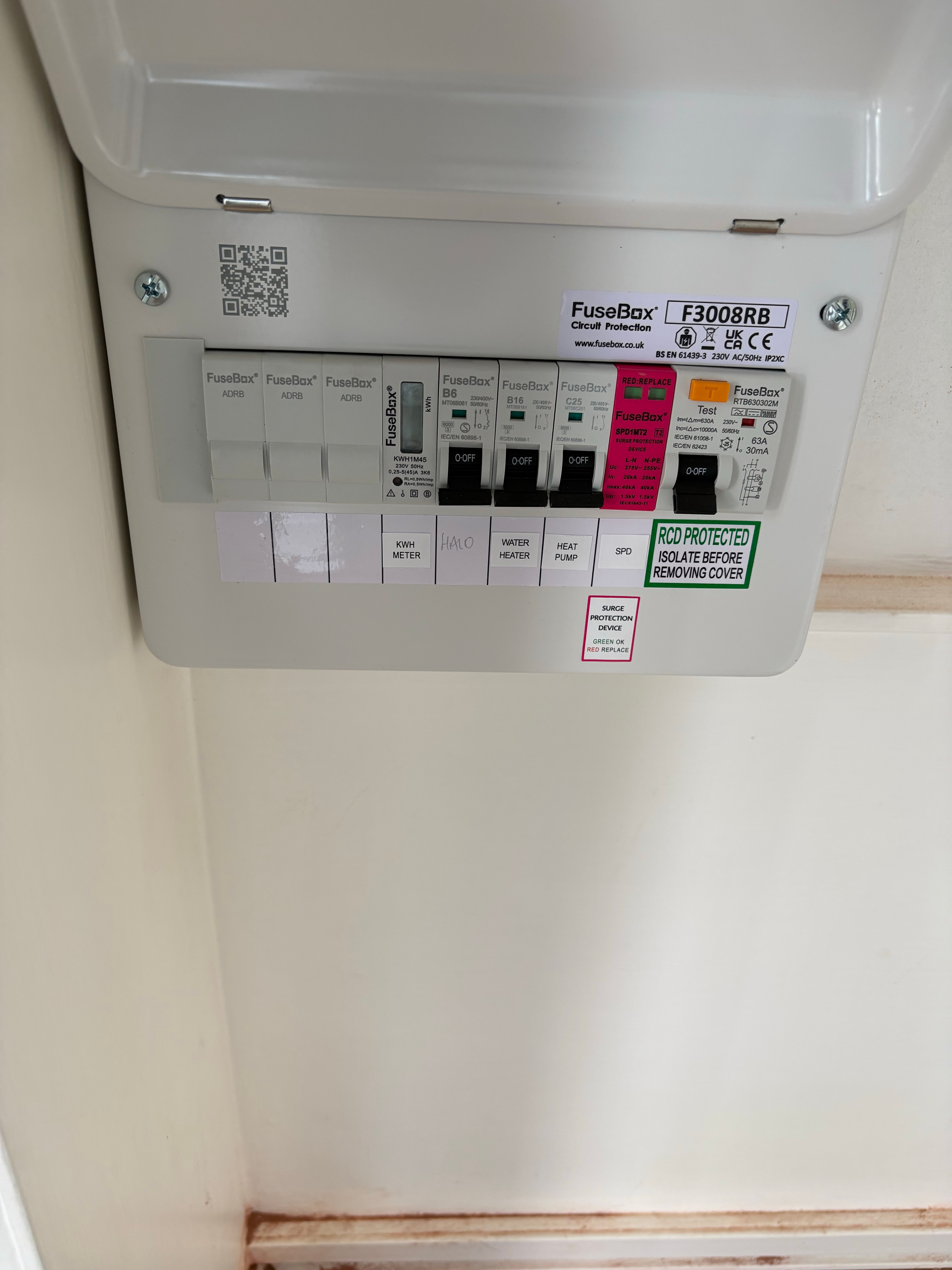 Heat pump circuit protection fitted by CAN Electrical Contractors Limited